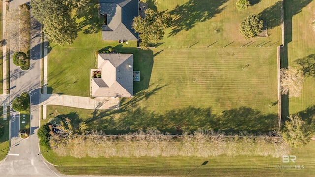 birds eye view of property featuring a rural view