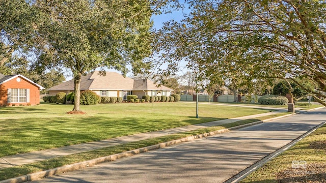 view of home's community with a lawn