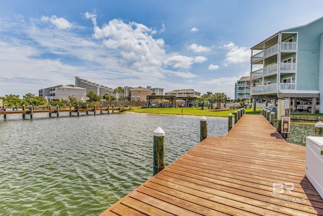 view of dock featuring a water view