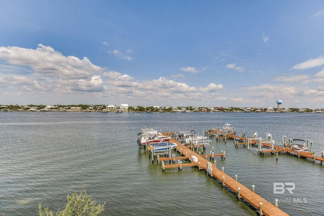property view of water with a dock and boat lift