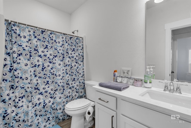 9983 Willet Way, Foley, AL 36535 - bathroom with vanity, a shower with shower curtain, and wood finished floors
