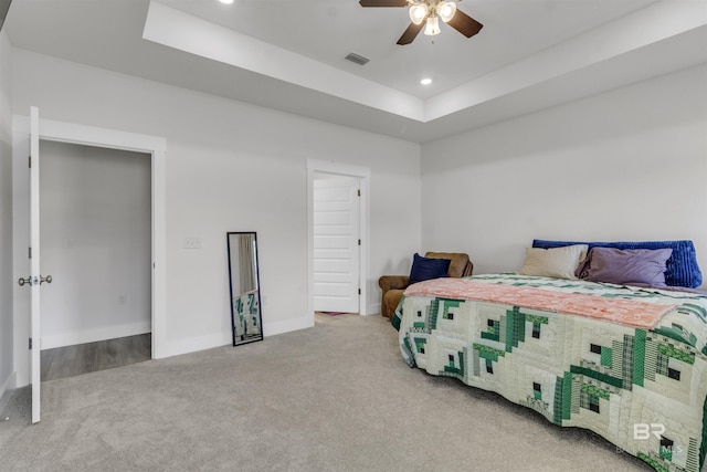 9983 Willet Way, Foley, AL 36535 - carpeted bedroom with recessed lighting, ceiling fan, and a raised ceiling