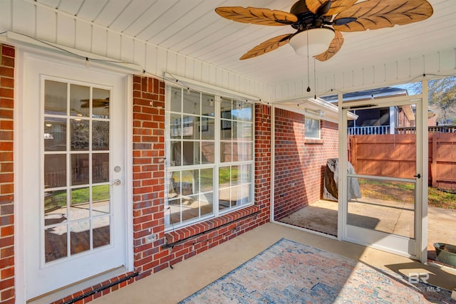 view of patio with ceiling fan