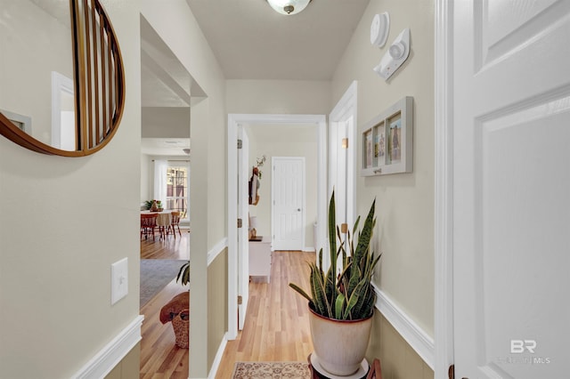 hall with light wood-type flooring