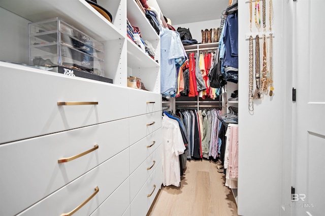 walk in closet featuring light hardwood / wood-style floors