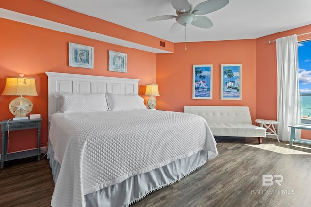 25250 Perdido Beach Blvd Unit 304E, Orange Beach, AL 36561 - bedroom with a ceiling fan and wood finished floors