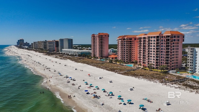 25250 Perdido Beach Blvd Unit 304E, Orange Beach, AL 36561 - drone / aerial view featuring a water view, a view of city, and a view of the beach