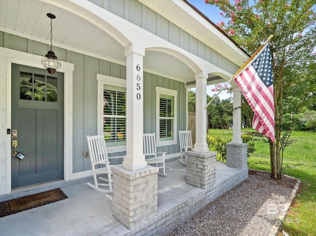 view of patio / terrace featuring covered porch