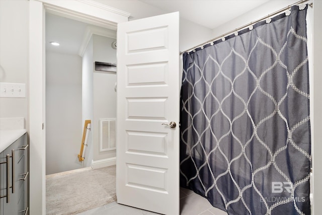 bathroom featuring vanity and tile patterned floors