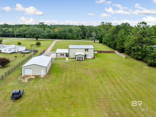 drone / aerial view with a rural view