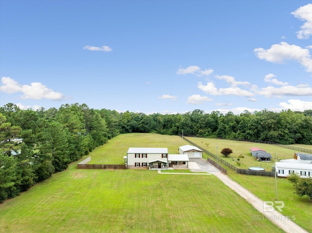 bird's eye view with a rural view