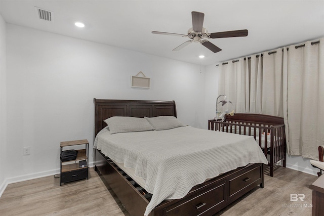 32299 Terranova Loop, Lillian, AL 36549 - bedroom with light wood-style floors, recessed lighting, baseboards, and a ceiling fan