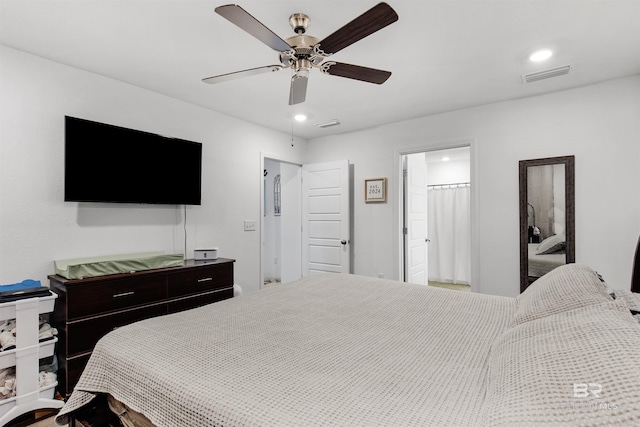 32299 Terranova Loop, Lillian, AL 36549 - bedroom featuring recessed lighting, a ceiling fan, and connected bathroom