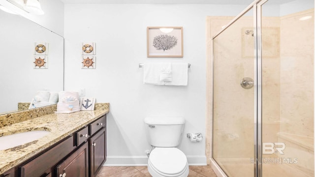 23450 Perdido Beach Blvd Unit 2011, Orange Beach, AL 36561 - bathroom with vanity, a shower stall, and tile patterned flooring
