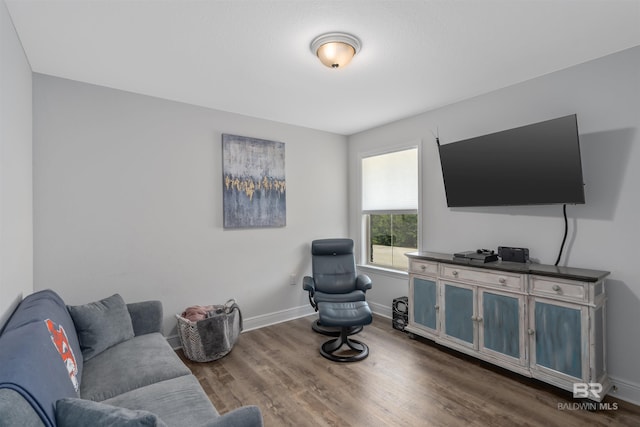 living room featuring dark hardwood / wood-style flooring