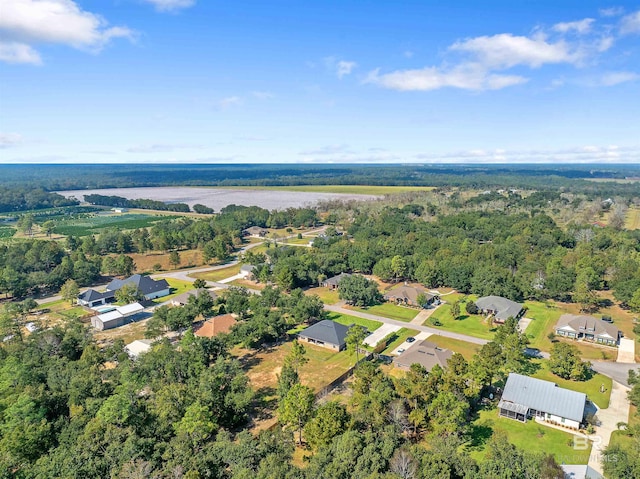 aerial view with a wooded view