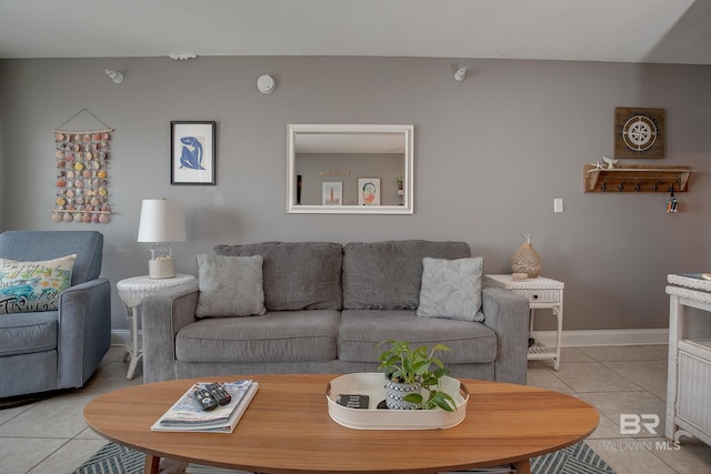 view of tiled living room