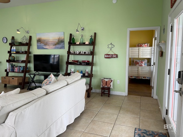 view of tiled living room