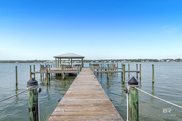 dock area featuring a water view