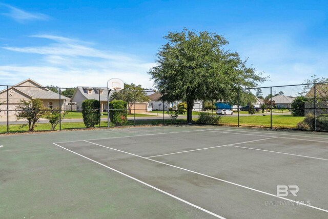 view of tennis court with basketball court