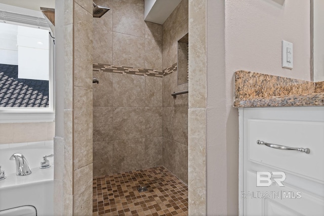 1402 W Dune Dr, Gulf Shores, AL 36542 - full bathroom with a garden tub and tiled shower