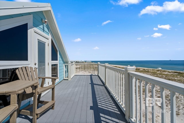 1402 W Dune Dr, Gulf Shores, AL 36542 - wooden terrace with a beach view and a water view