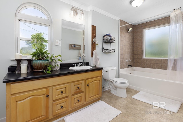24675 Ulrich Ln, Elberta, AL 36530 - full bathroom featuring tile patterned flooring, toilet, shower / washtub combination, vanity, and crown molding