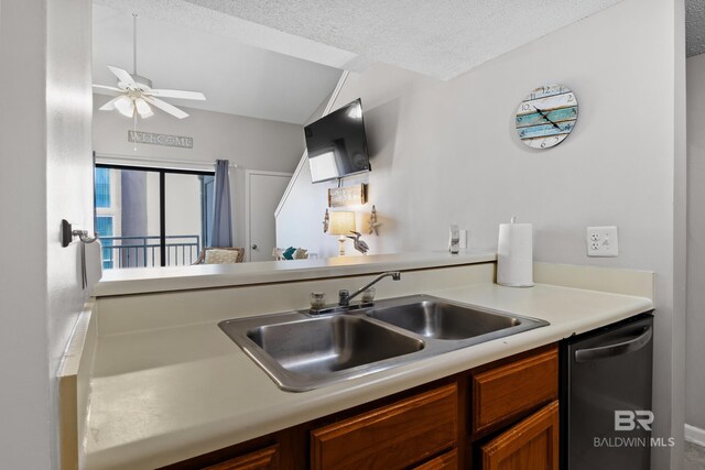 interior space with black refrigerator