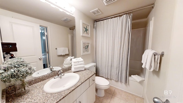 bathroom with visible vents, tile patterned floors, and vanity