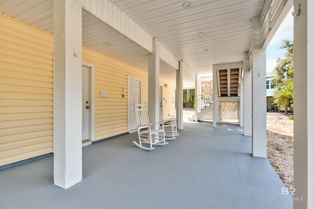 view of terrace with a porch