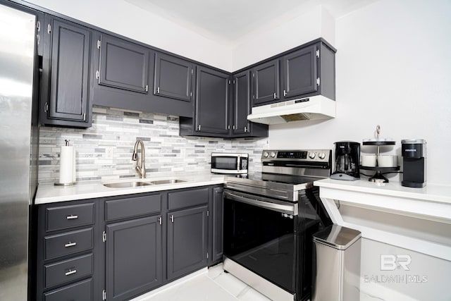 kitchen featuring sink, stainless steel appliances, and tasteful backsplash