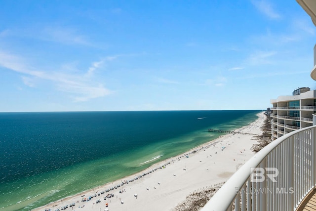 property view of water featuring a view of the beach