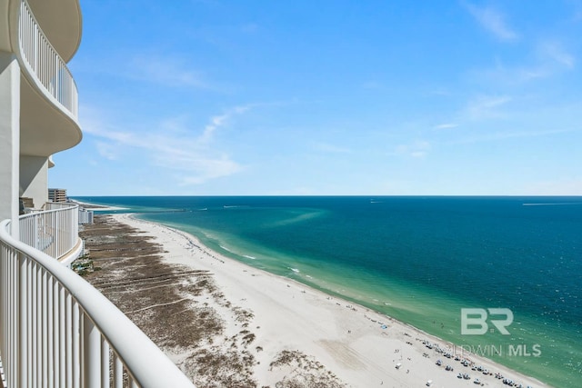property view of water with a beach view