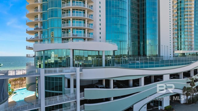 view of property with a water view