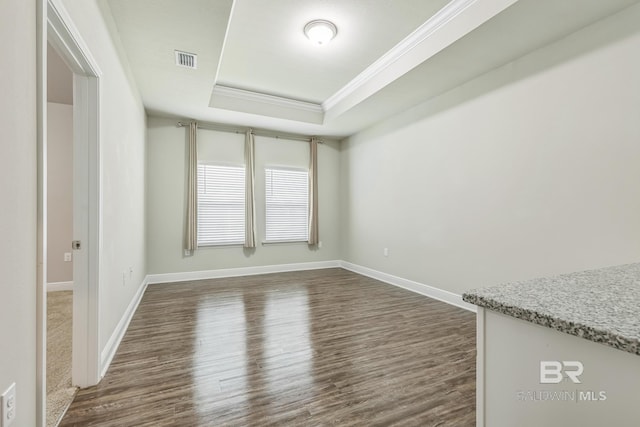 24774 Smarty Jones Cir, Daphne, AL 36526 - unfurnished room featuring crown molding, dark wood-style floors, baseboards, and a raised ceiling