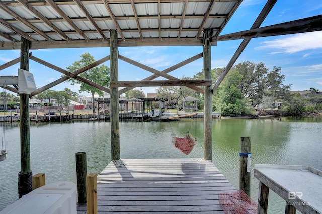 view of dock featuring a water view