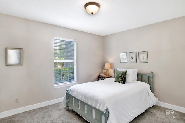 bedroom with light colored carpet and multiple windows