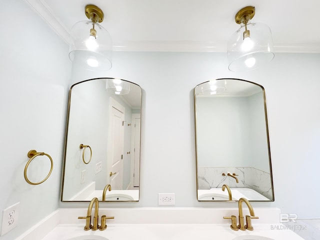 bathroom featuring vanity and crown molding