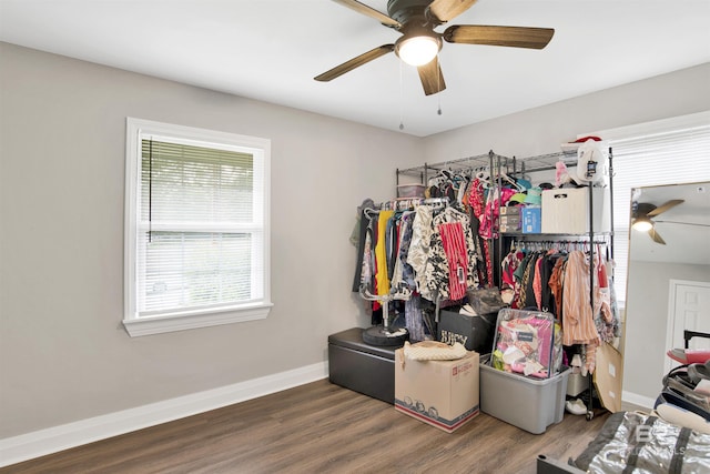1508 Phillips Ln, Mobile, AL 36618 - spacious closet with a ceiling fan and wood finished floors