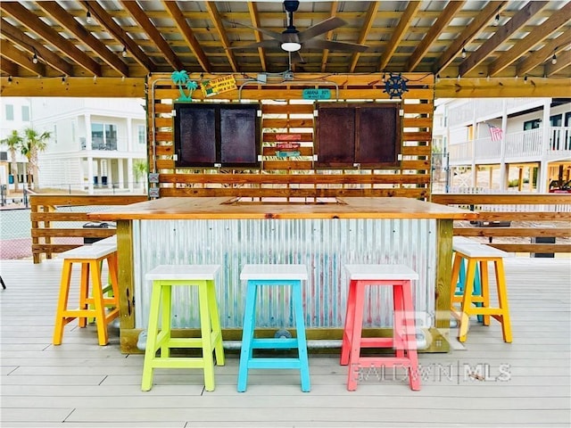 bar with wood finished floors