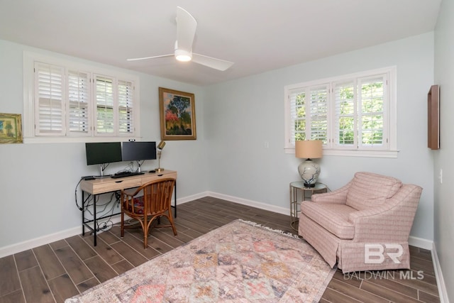6000 Shenandoah Rd, Mobile, AL 36608 - office space featuring wood tiled floors, baseboards, and ceiling fan