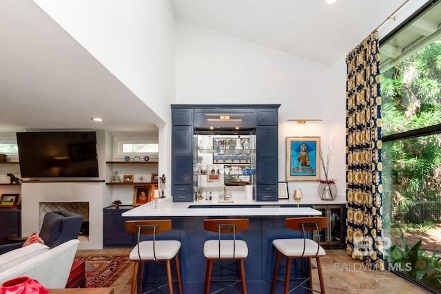 6000 Shenandoah Rd, Mobile, AL 36608 - bar area with high vaulted ceiling and a fireplace