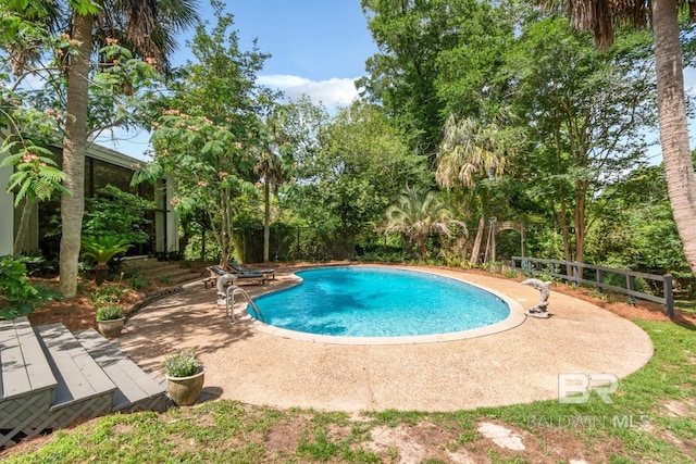 6000 Shenandoah Rd, Mobile, AL 36608 - swimming pool featuring a fenced backyard, a patio area, and view of scattered trees