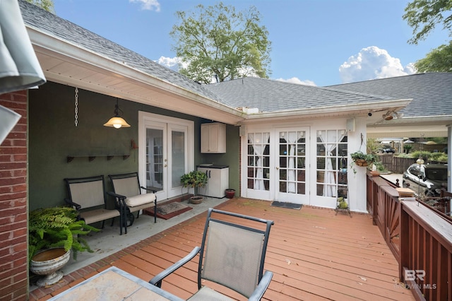 wooden deck with french doors