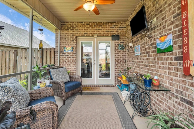 1556 Kairos Loop, Foley, AL 36535 - sunroom / solarium featuring french doors and a ceiling fan