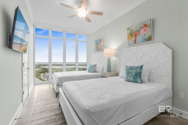 23008 W Perdido Beach Blvd Unit 1905, Orange Beach, AL 36561 - bedroom featuring crown molding, baseboards, and ceiling fan