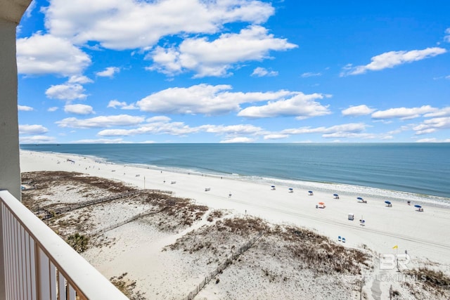 property view of water with a beach view
