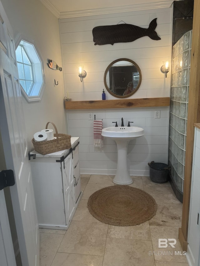 32098 Jessup Ln, Lillian, AL 36549 - bathroom featuring ornamental molding and tile patterned flooring