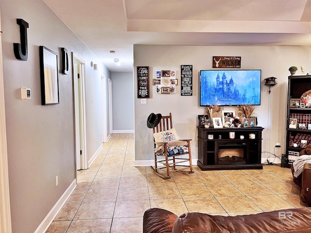 view of tiled living room