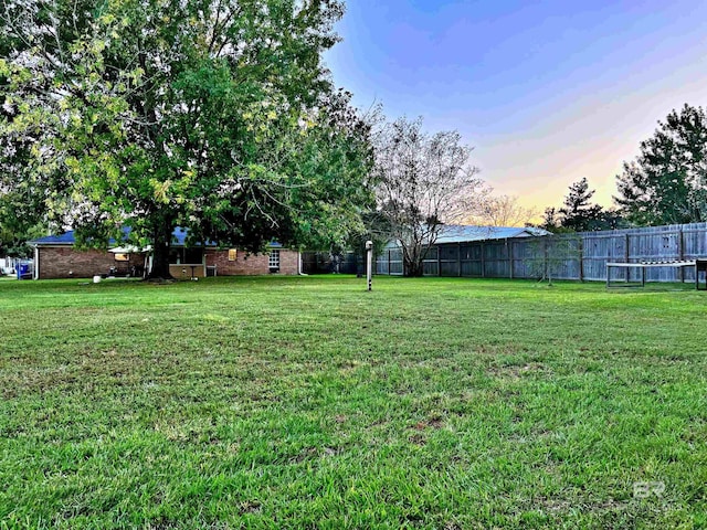 view of yard at dusk